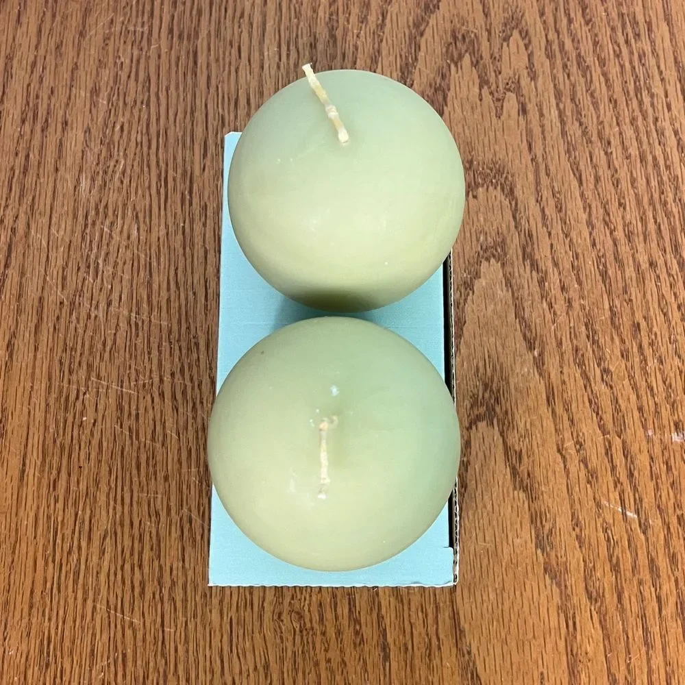 PartyLite Pair of 3” Ball Candles New in Box Ginger Apple Q36529 - Picture 3 of 4